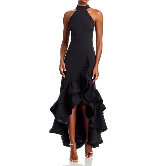 AQUA -  Racerback Scuba Ruffle Hem Gown - Picture 1 of 15